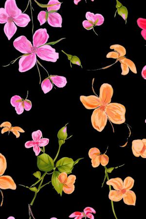 水彩花卉印花华亿平台图片