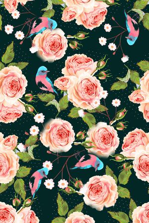 清爽底花卉印花华亿平台图片