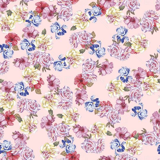 清爽底花卉印花华亿平台图片