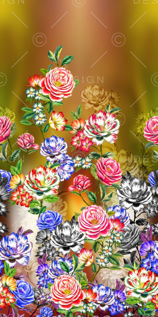 手绘花卉印花华亿平台图片