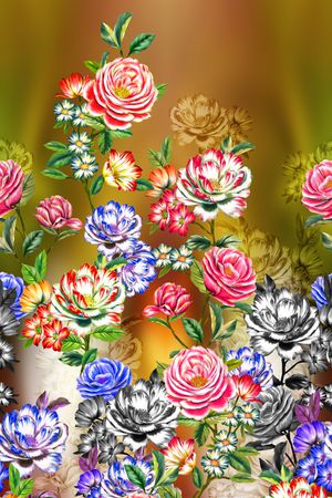 手绘花卉印花华亿平台图片