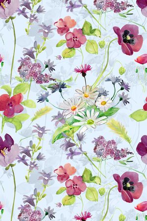 水彩花卉印花华亿平台图片