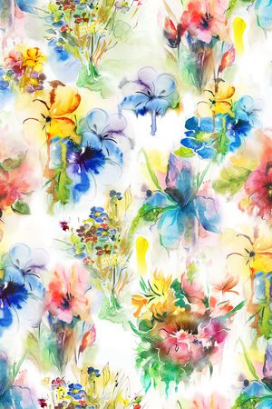 水彩花卉印花华亿平台图片