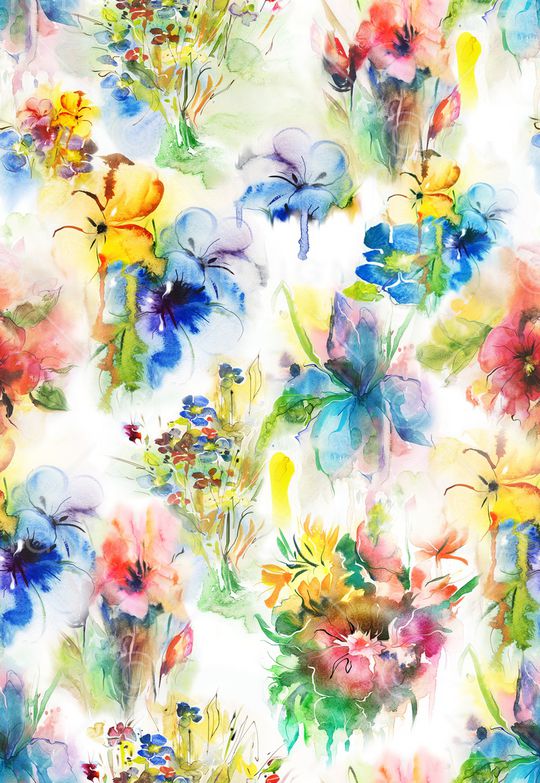 水彩花卉印花华亿平台图片