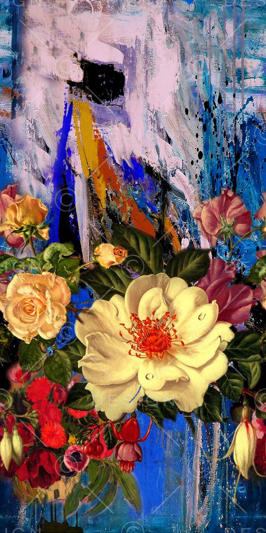 手绘大花印花华亿平台图片