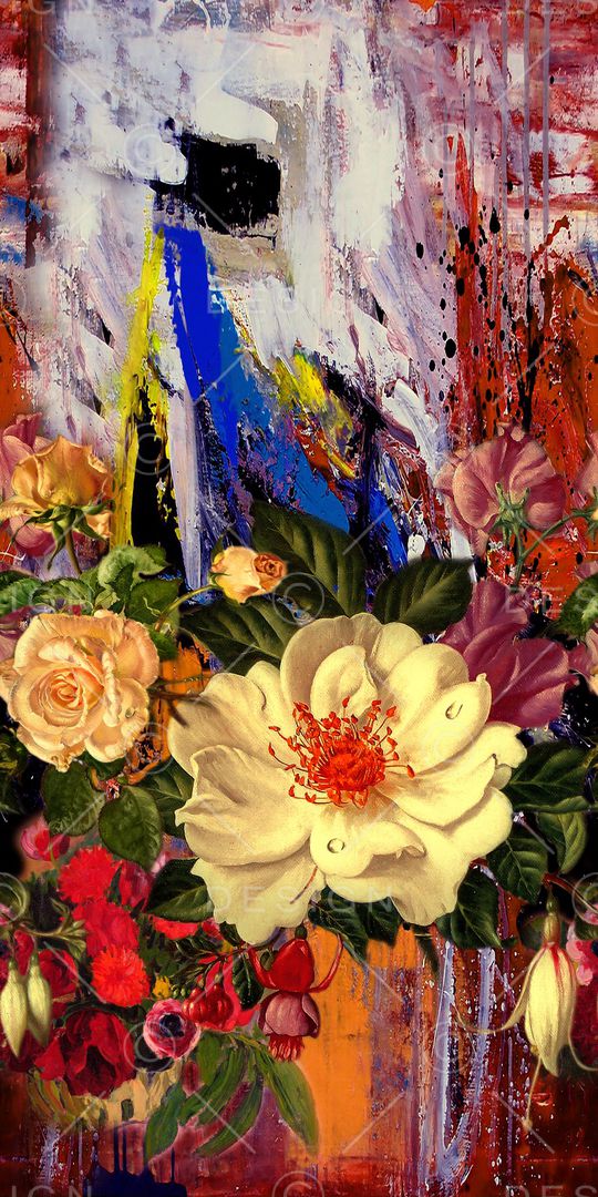 手绘大花印花华亿平台图片