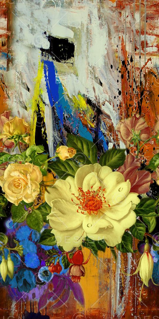 手绘大花印花华亿平台图片