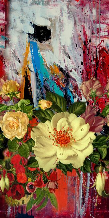 手绘大花印花华亿平台图片