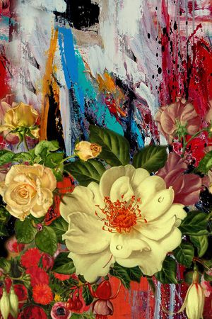 手绘大花印花华亿平台图片