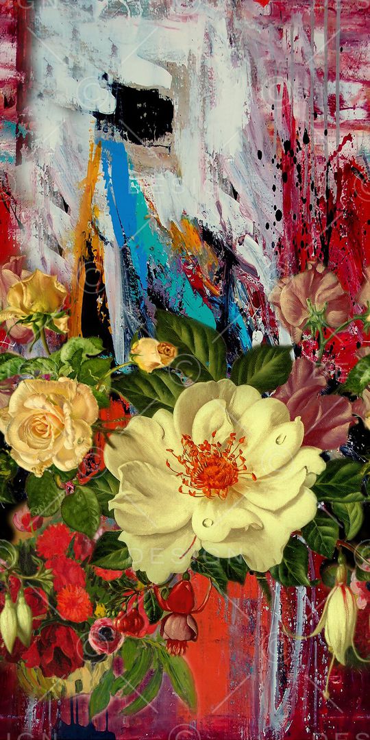 手绘大花印花华亿平台图片