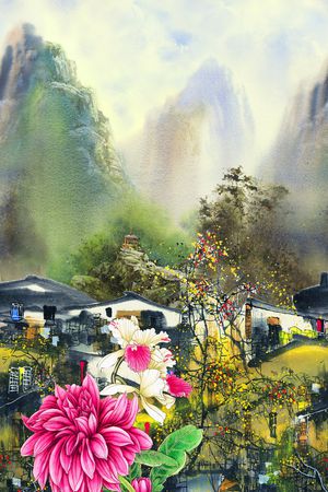 水彩印花华亿平台图片