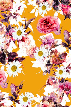 水彩花卉印花华亿平台图片