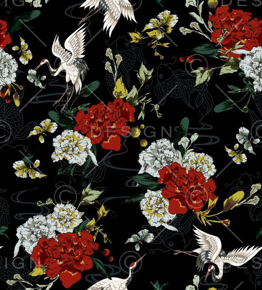 仙鹤印花华亿平台图片