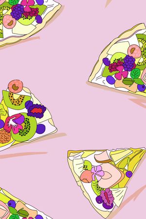 水果披萨印花华亿平台图片