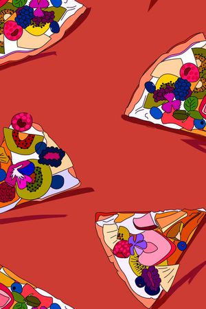 水果披萨印花华亿平台图片