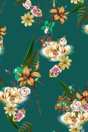 水彩花卉印花华亿平台图片