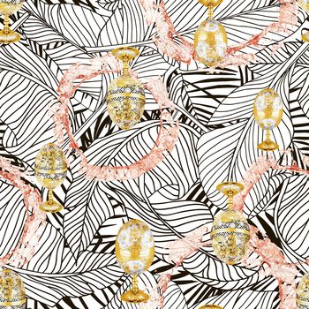 1172089-热带叶子底纹残破圆环金属杯子