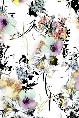 水彩花卉印花华亿平台图片