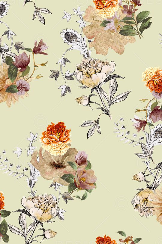 手绘花卉印花华亿平台图片