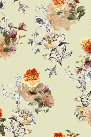 手绘花卉印花华亿平台图片