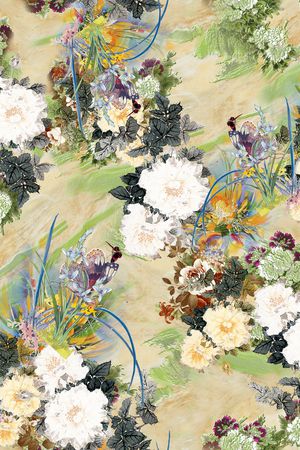 牡丹花卉印花华亿平台图片