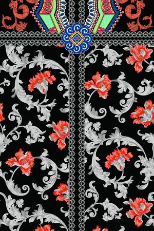 丝巾定位花印花华亿平台图片