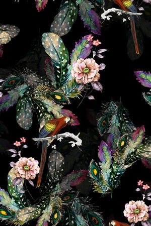 水彩花卉印花华亿平台图片