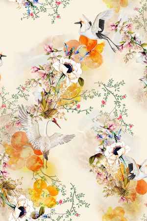 水彩花卉印花华亿平台图片