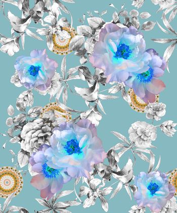 1173941-淡雅水彩花卉曼陀罗-1