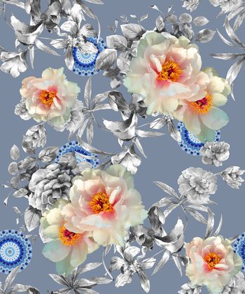 1173942-淡雅水彩花卉曼陀罗