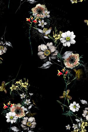 水彩花卉印花华亿平台图片