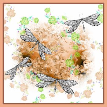 1174615-雪花蜻蜓小碎花方巾-1