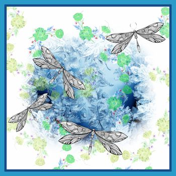 1174619-雪花蜻蜓小碎花方巾