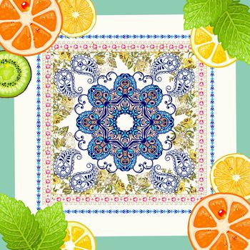 1174690-水果花边民族风元素珠宝小排列方巾