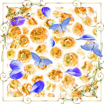 1174701-几何碎花花边水果底纹蝴蝶方巾-1