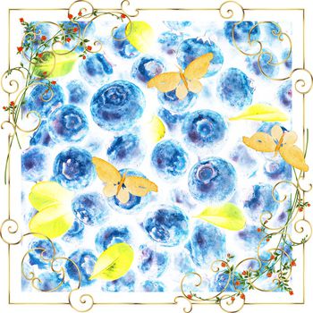 1174704-几何碎花花边水果底纹蝴蝶方巾