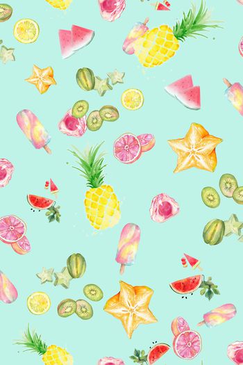 夏日水果印花华亿平台图片