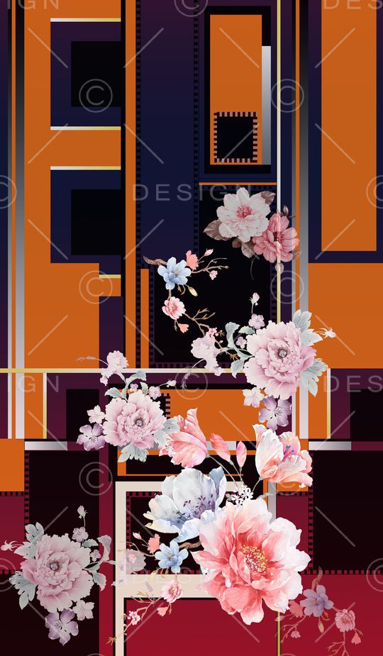 水彩花卉印花华亿平台图片