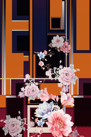 水彩花卉印花华亿平台图片