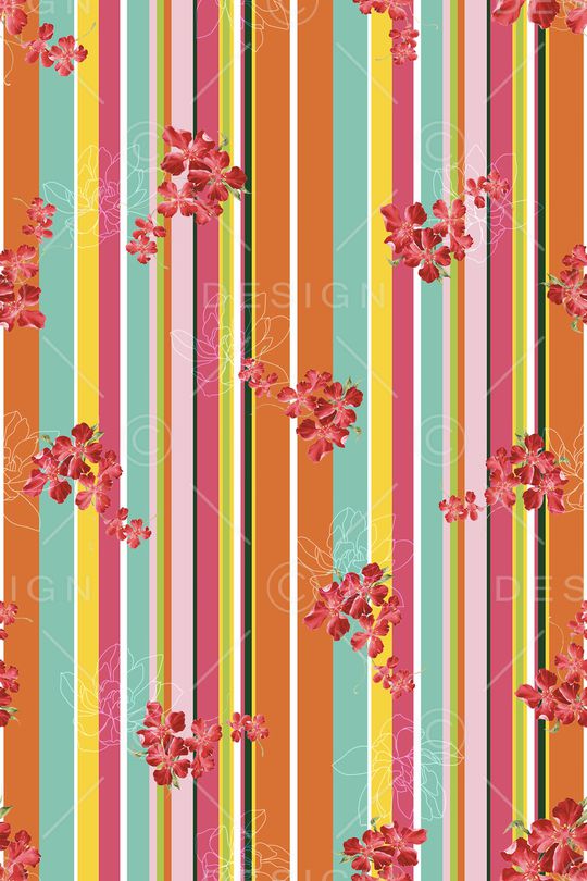 清爽底花卉印花华亿平台图片