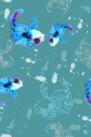 鱼儿自在飘印花华亿平台图片