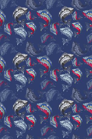 鱼儿自在飘印花华亿平台图片