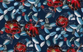 水彩花卉印花华亿平台图片