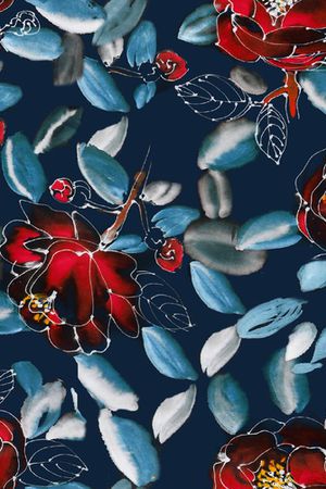 水彩花卉印花华亿平台图片