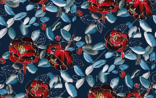 水彩花卉印花华亿平台图片