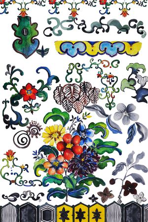 几何花卉印花华亿平台图片