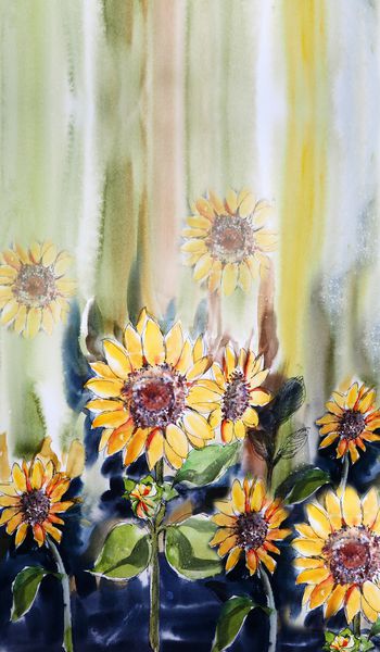 水彩花卉印花华亿平台图片