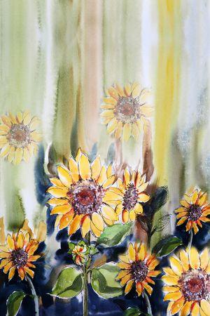 水彩花卉印花华亿平台图片