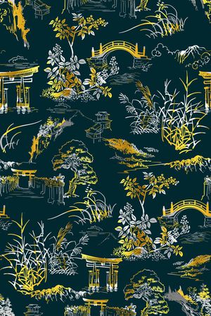 风景景观印花华亿平台图片