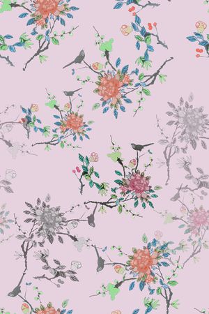 鸟昆虫图案印花华亿平台图片